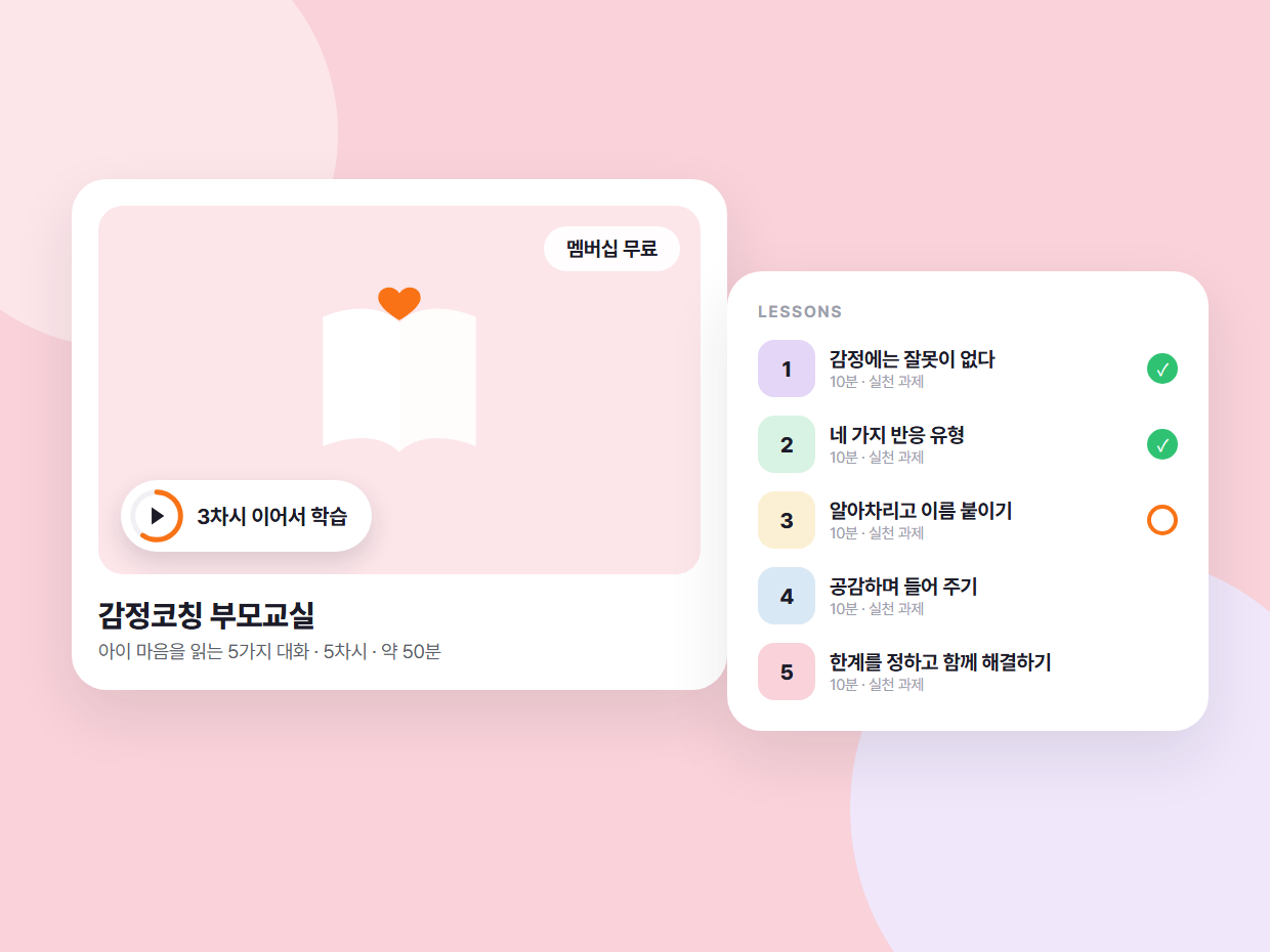 감정코칭 부모교실 아이 마음을 읽는 5가지 대화